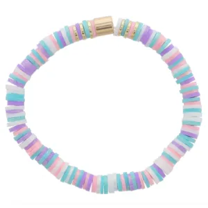 Jane Marie Iridescent Rubber Sequins with Gold Bead Accents-Multi Turquoise, Light Pink, White, Lavender