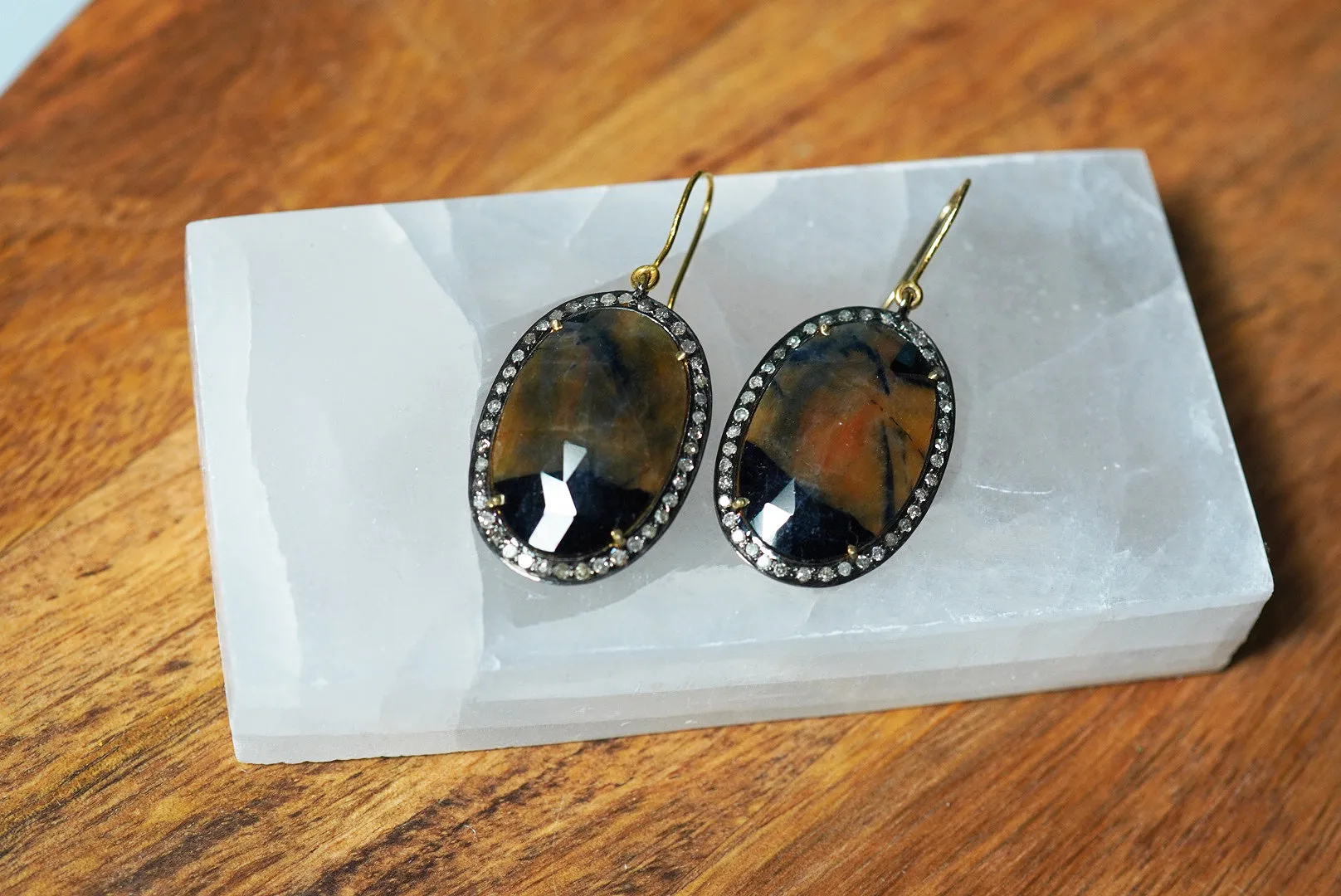 Jasper Earrings with Diamonds