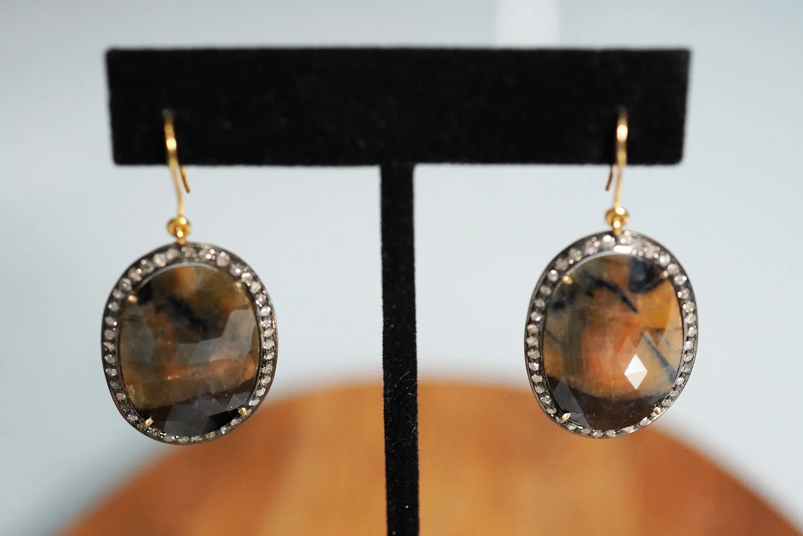 Jasper Earrings with Diamonds