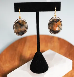 Jasper Earrings with Diamonds
