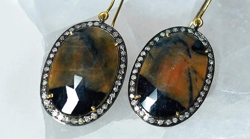 Jasper Earrings with Diamonds