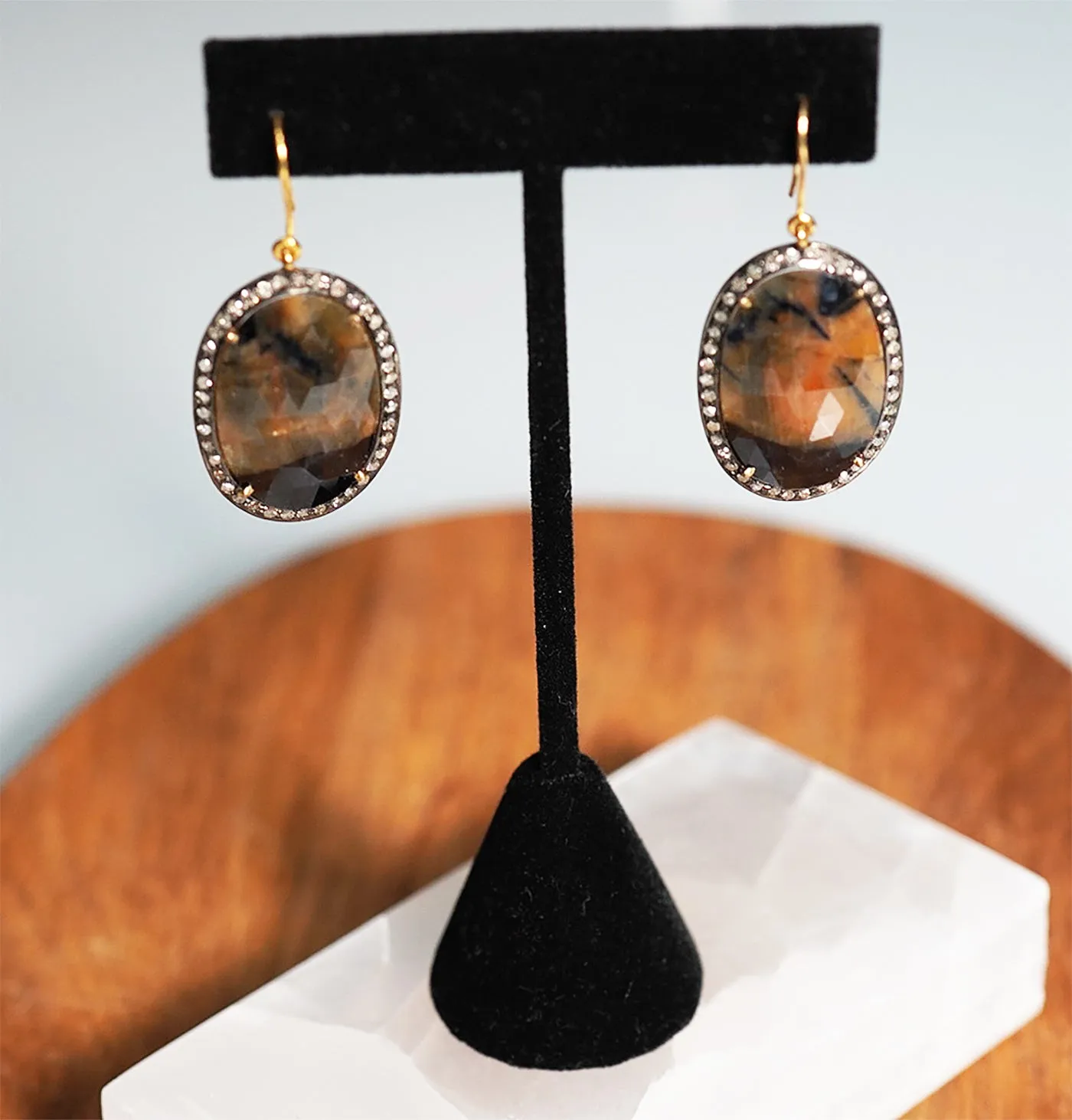 Jasper Earrings with Diamonds