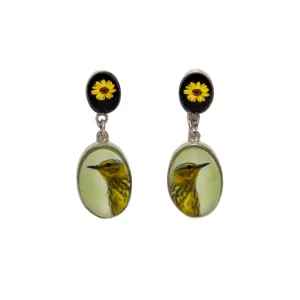 Jen Smith Warbler & Sunflower Double Drop Earrings
