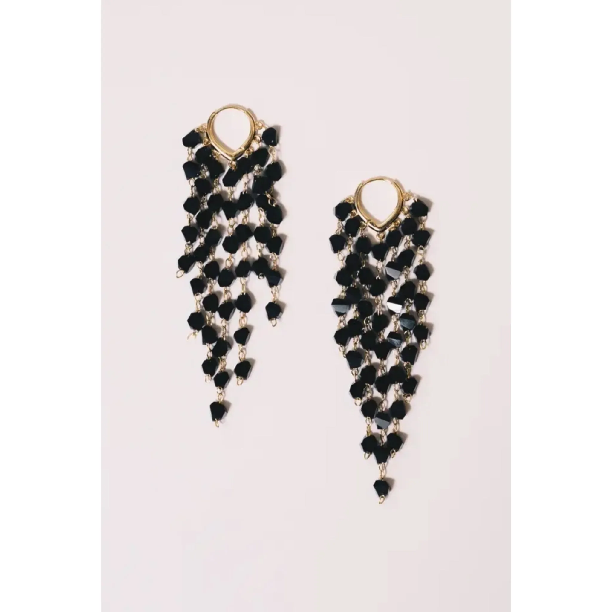 Jet Black Crystal Dangle Earrings