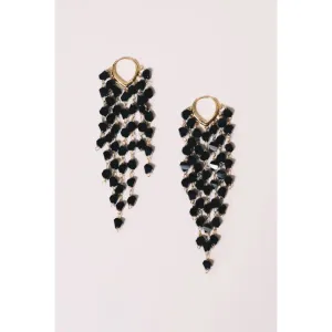 Jet Black Crystal Dangle Earrings