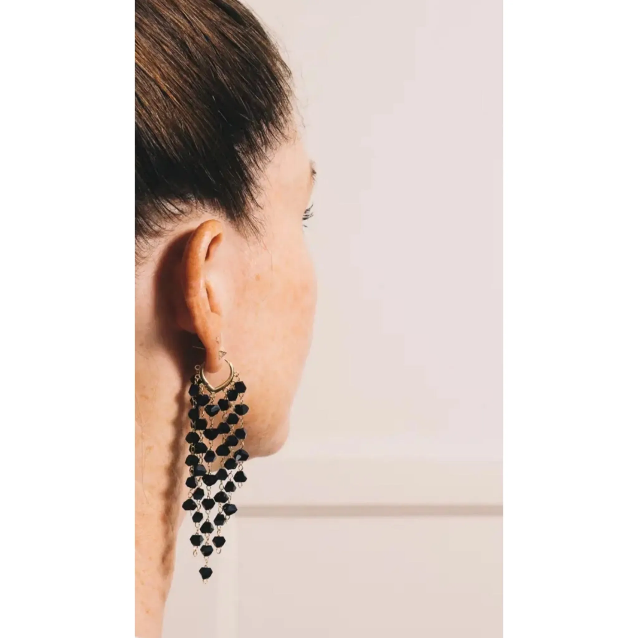 Jet Black Crystal Dangle Earrings