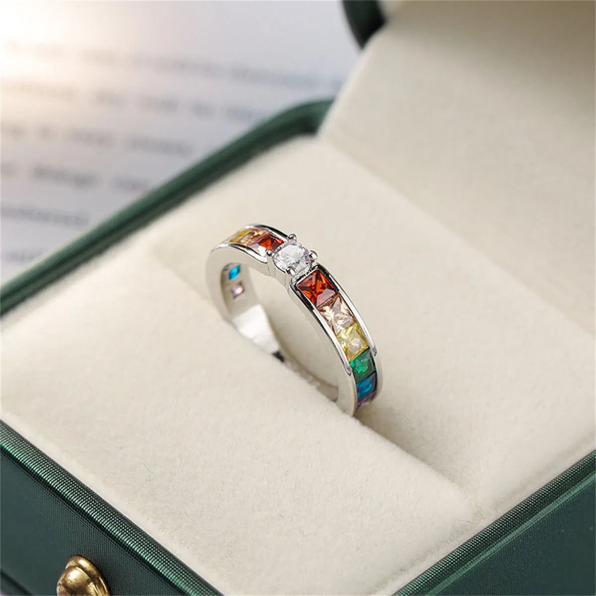 Jewel-Tone Crystal & Cubic Zirconia Channel Ring