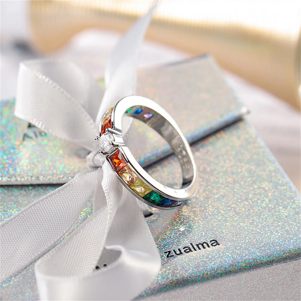 Jewel-Tone Crystal & Cubic Zirconia Channel Ring