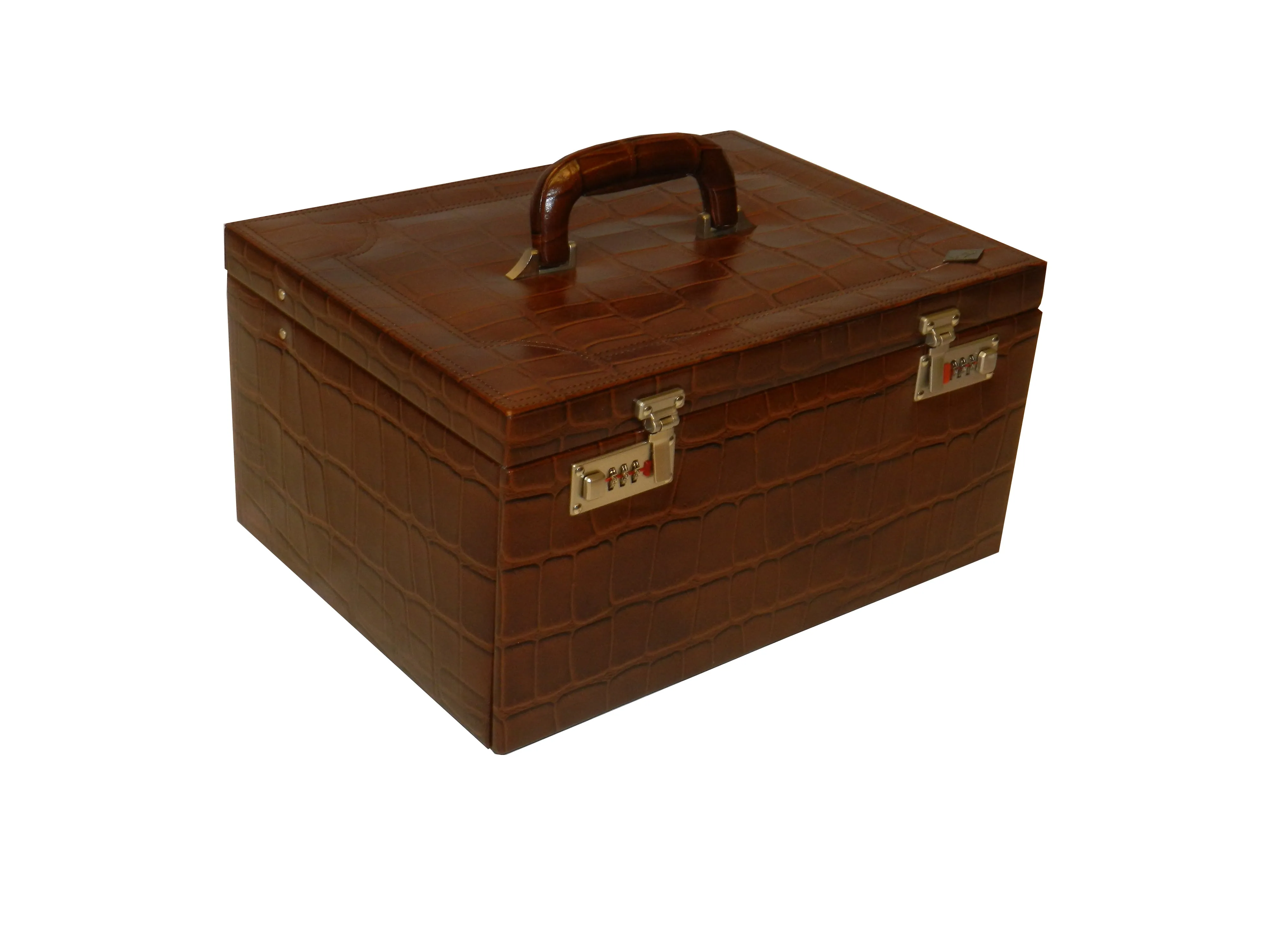 Jewelry Box Genuine Leather Multipurpose XL-Size Number Lock