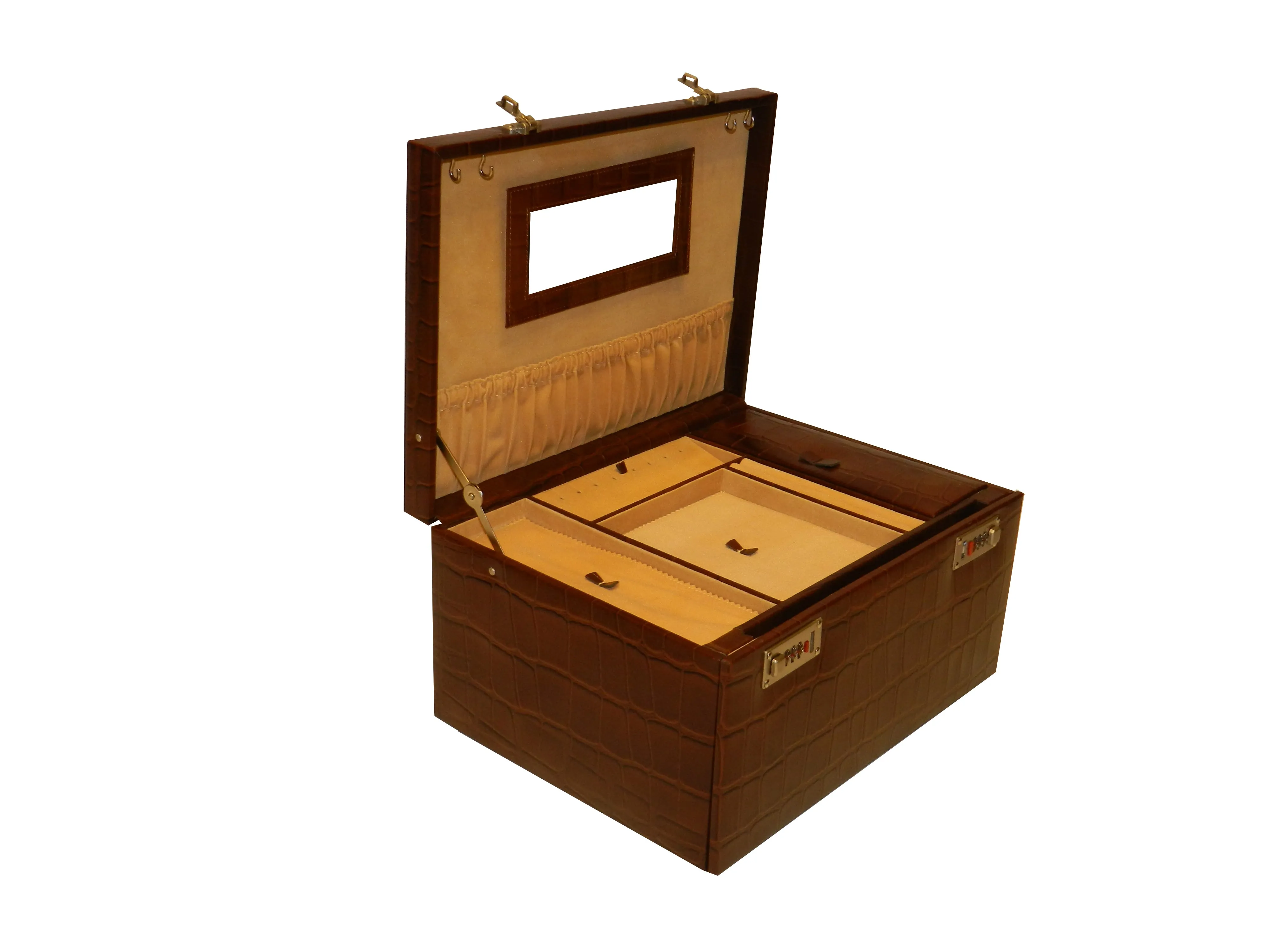 Jewelry Box Genuine Leather Multipurpose XL-Size Number Lock