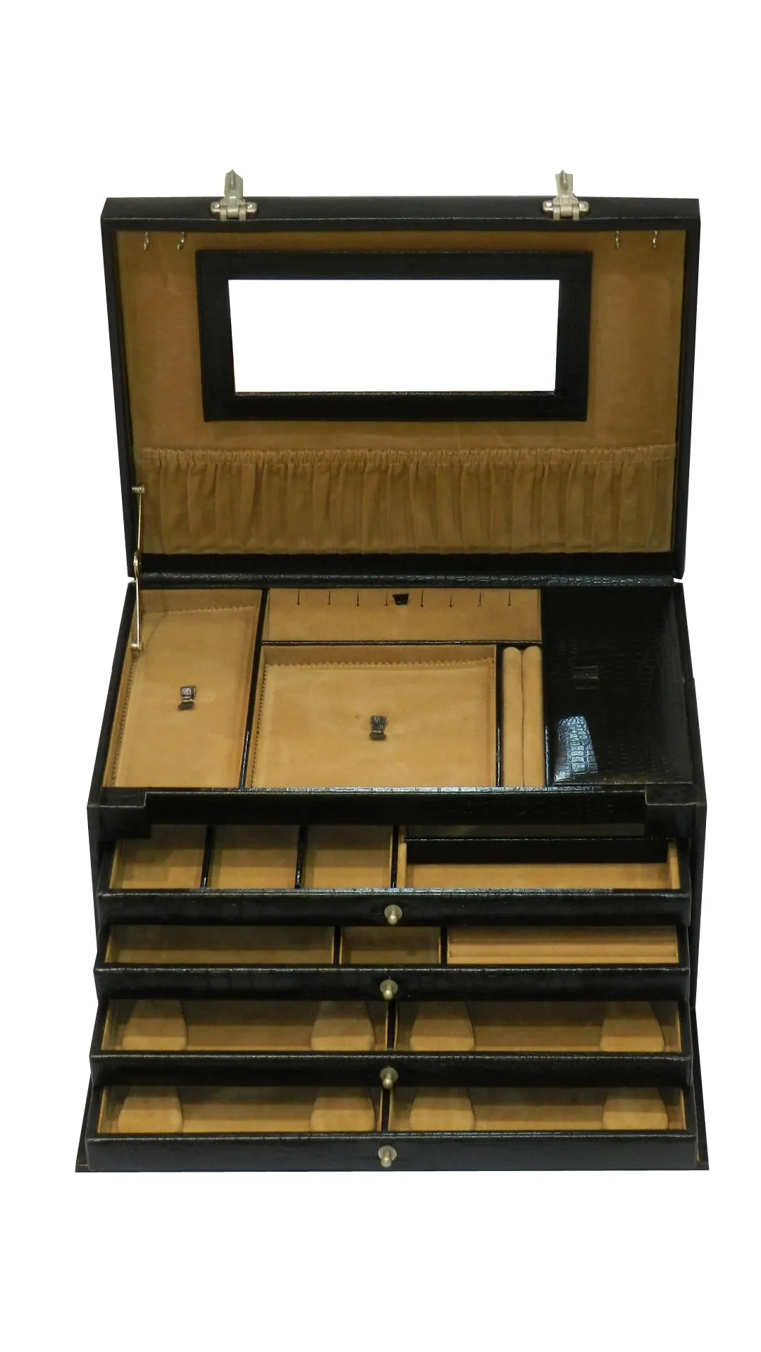 Jewelry Box Genuine Leather Multipurpose XL-Size Number Lock