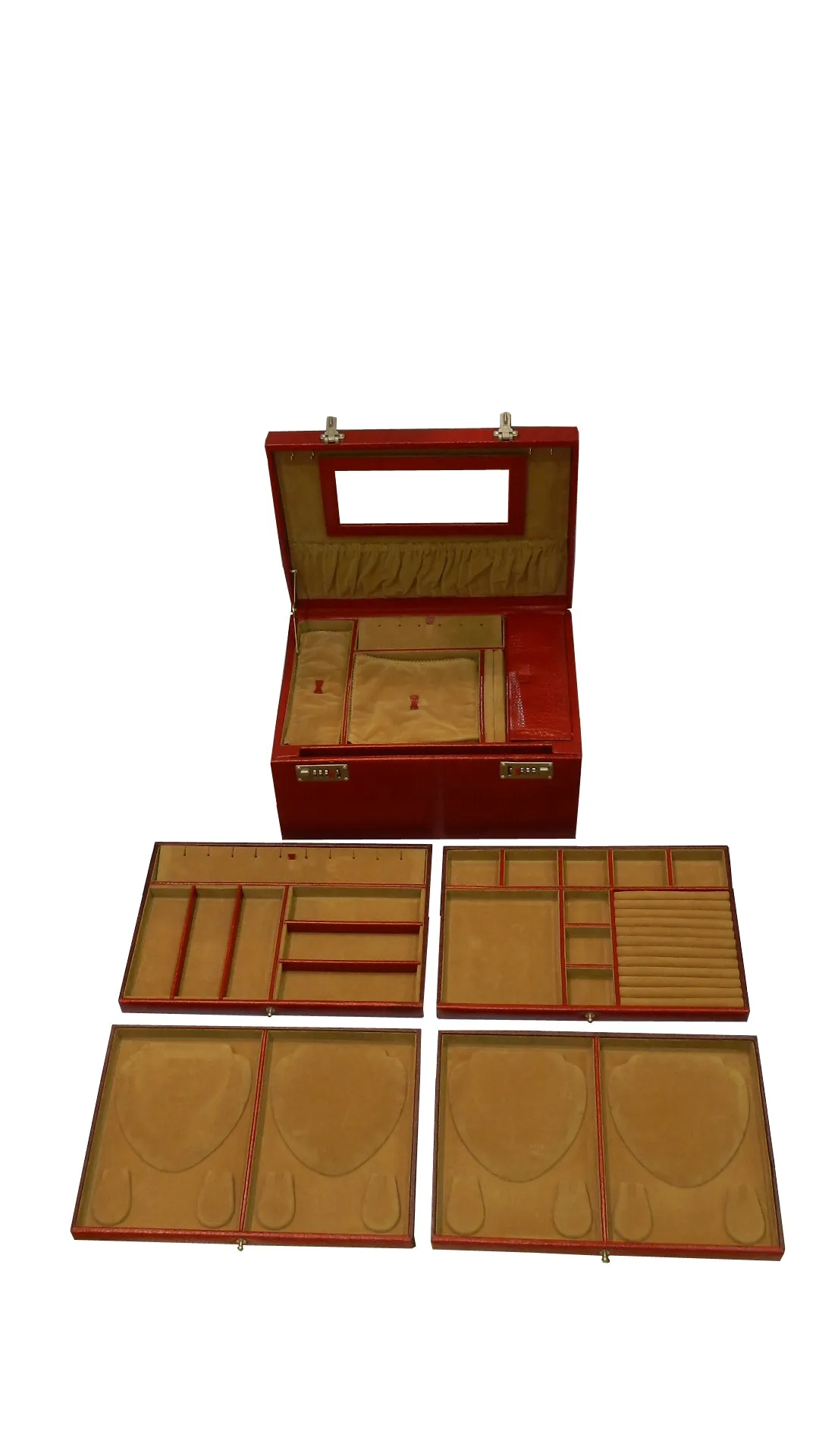 Jewelry Box Genuine Leather Multipurpose XL-Size Number Lock