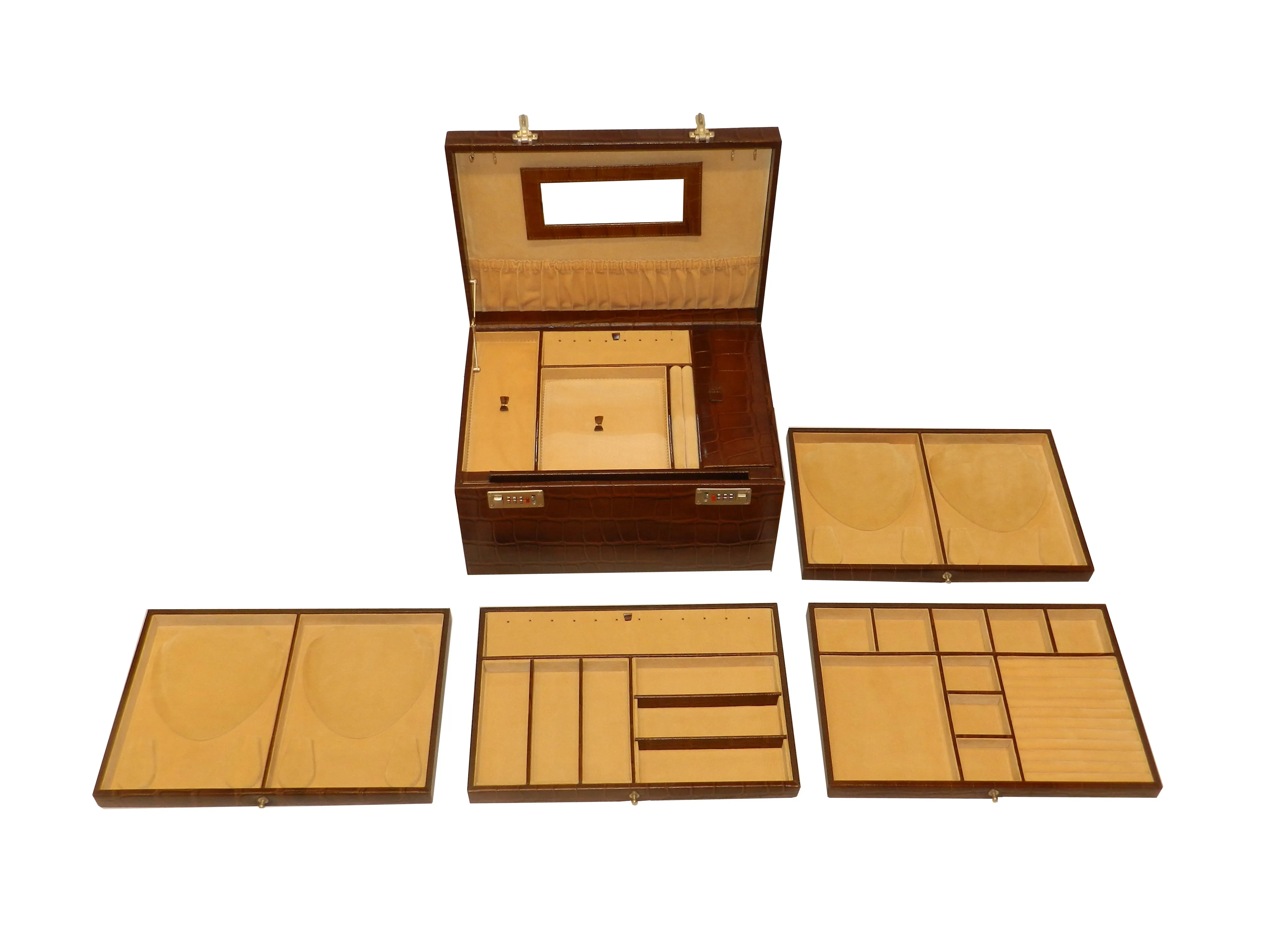 Jewelry Box Genuine Leather Multipurpose XL-Size Number Lock