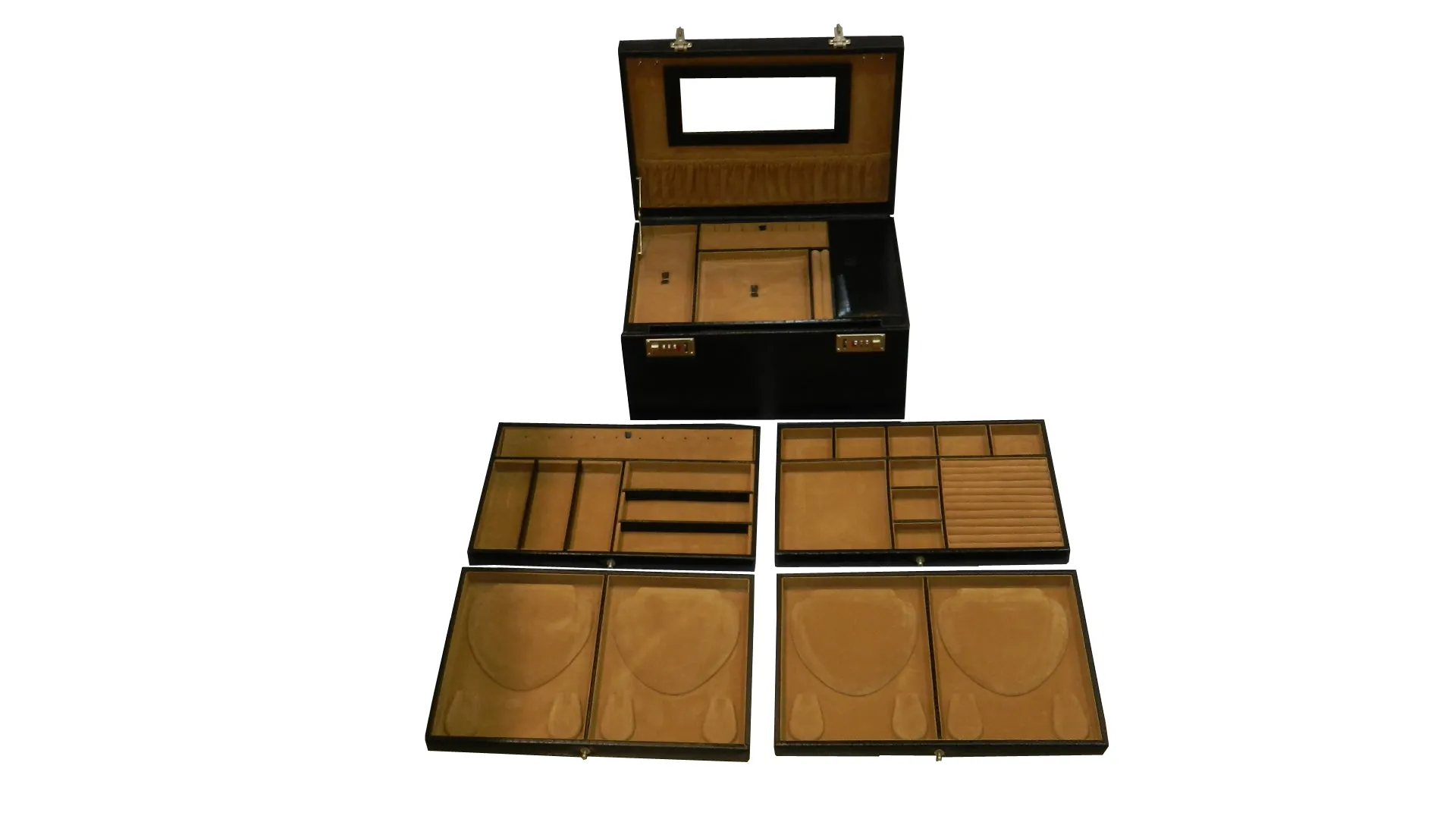 Jewelry Box Genuine Leather Multipurpose XL-Size Number Lock