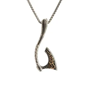 Keith Jack Sterling Silver and Bronze Curved Viking Warrior Axe Pendant