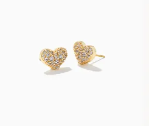 Kendra Scott Ari Pave Crystal Heart Necklace - Gold White Crystal
