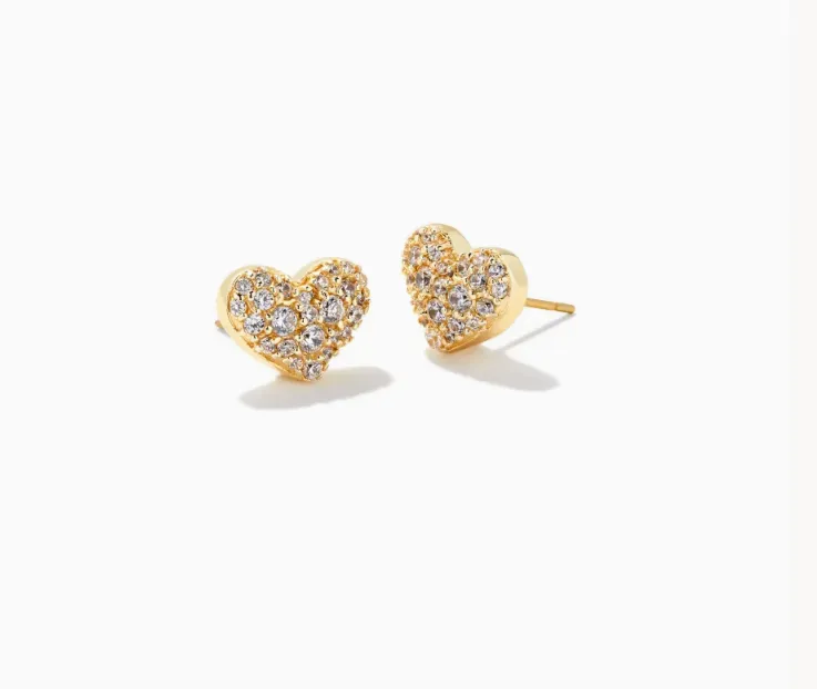 Kendra Scott Ari Pave Crystal Heart Necklace - Gold White Crystal
