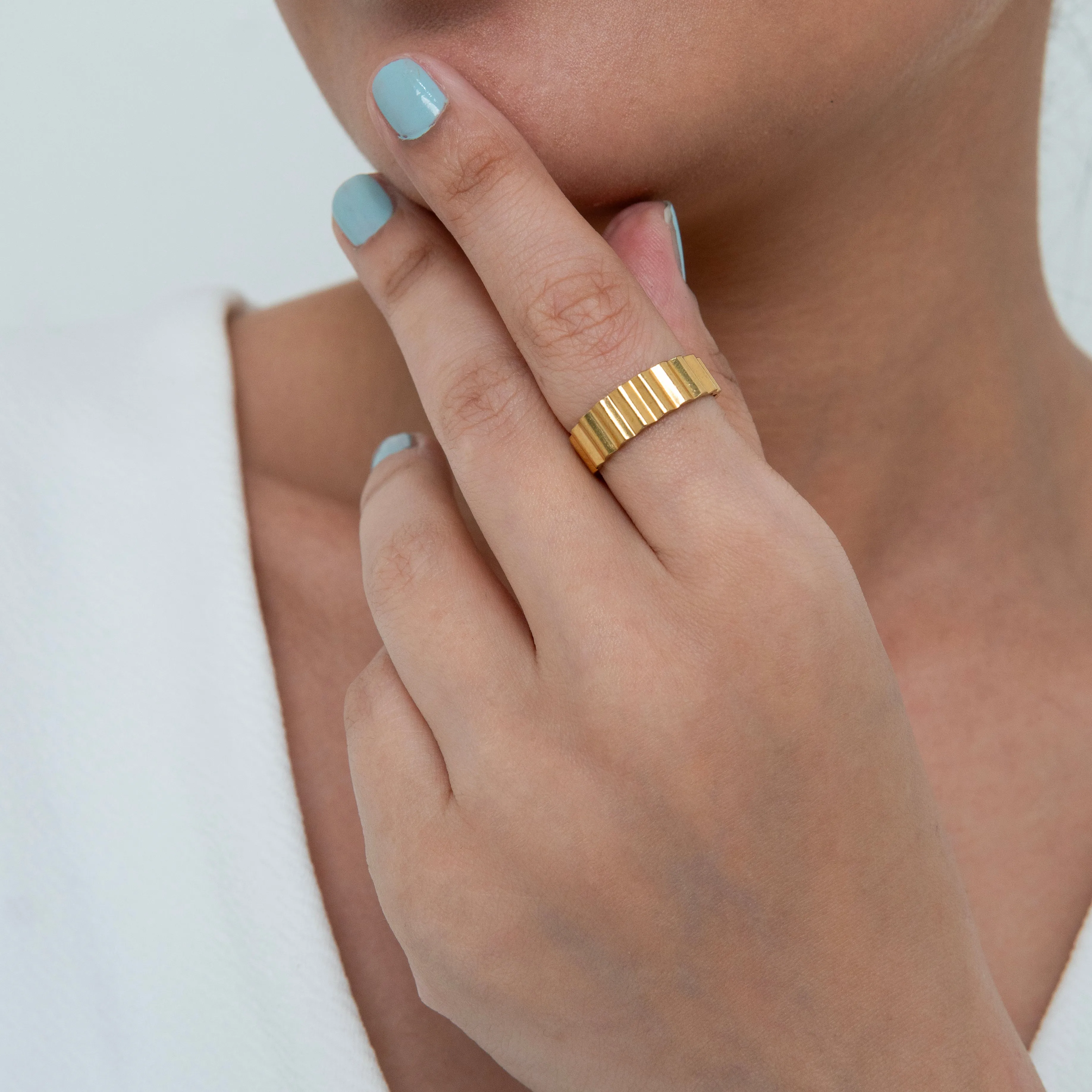 Koa Strip Adjustable Ring Gold Plated