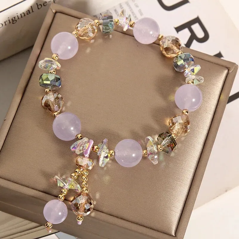 Korean style fashion fresh crystal bracelet female student Navy Crystal Pearl Crystal Pendant wrist bracelets for woman jewelry