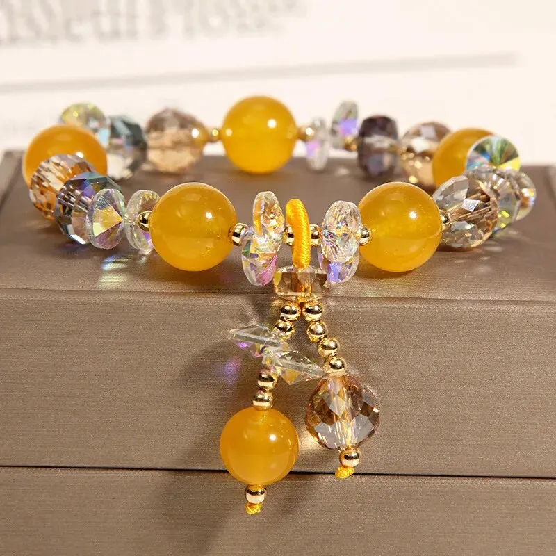 Korean style fashion fresh crystal bracelet female student Navy Crystal Pearl Crystal Pendant wrist bracelets for woman jewelry