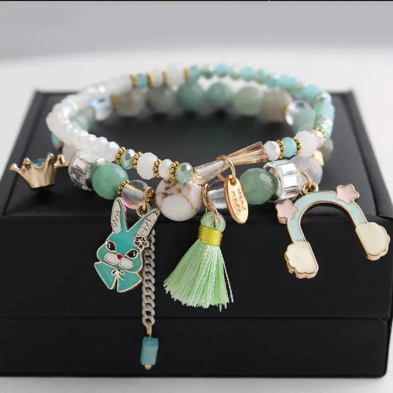 Korean Style fresh wrist bracelet for women outbreak beads elastic bracelets for women butterfly starfish girl jewelry for women