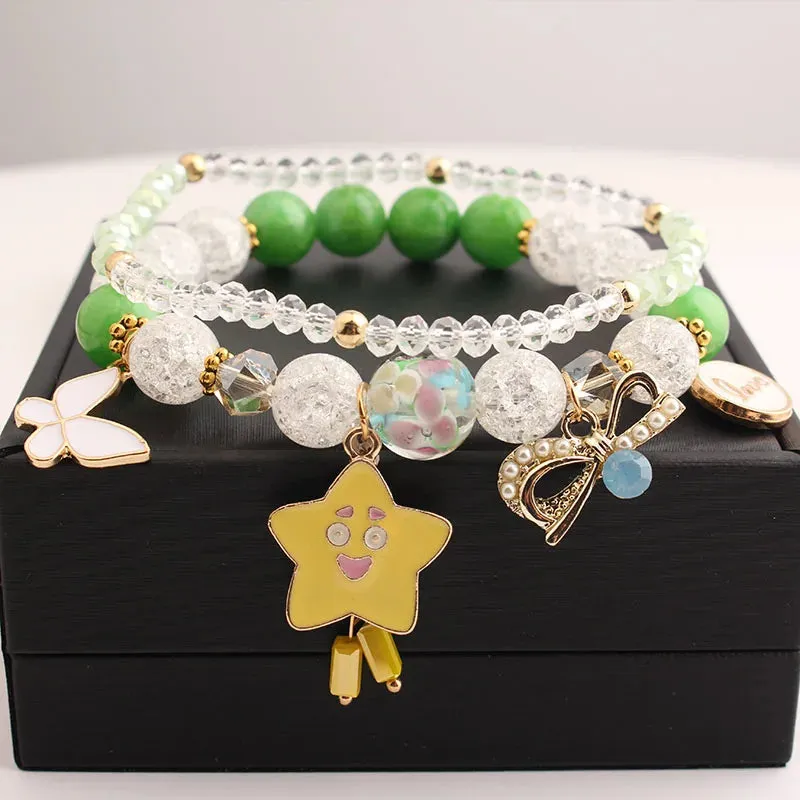 Korean Style fresh wrist bracelet for women outbreak beads elastic bracelets for women butterfly starfish girl jewelry for women