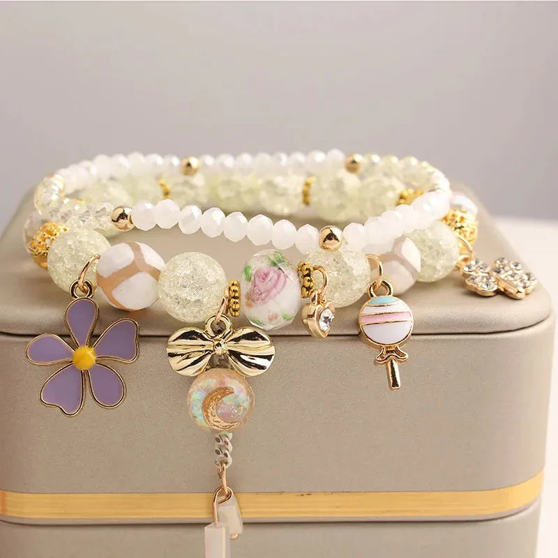 Korean Style fresh wrist bracelet for women outbreak beads elastic bracelets for women butterfly starfish girl jewelry for women