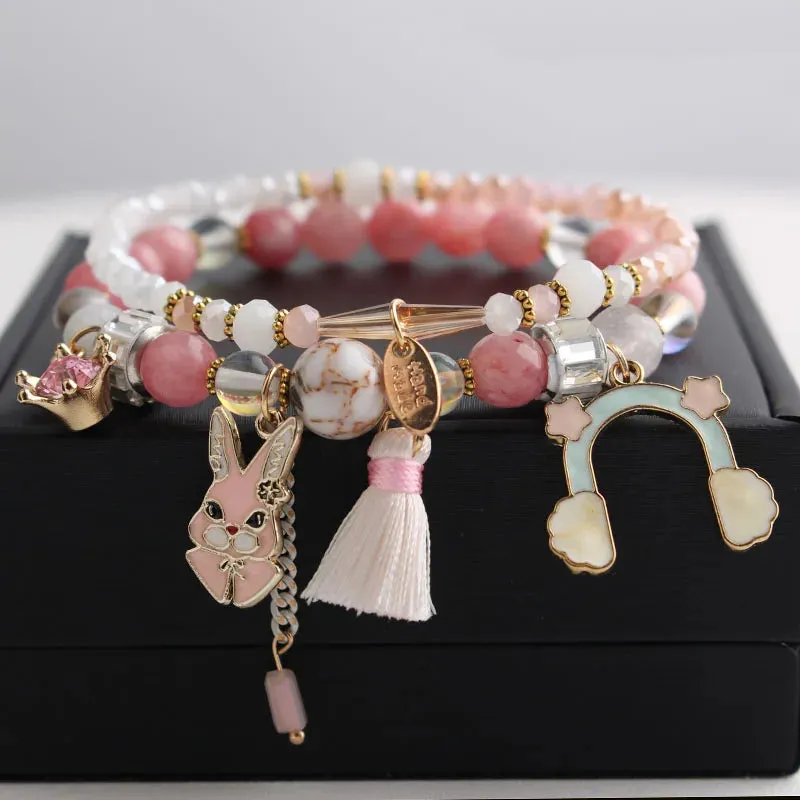 Korean Style fresh wrist bracelet for women outbreak beads elastic bracelets for women butterfly starfish girl jewelry for women