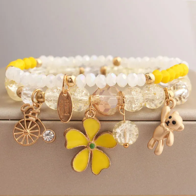 Korean Style fresh wrist bracelet for women outbreak beads elastic bracelets for women butterfly starfish girl jewelry for women