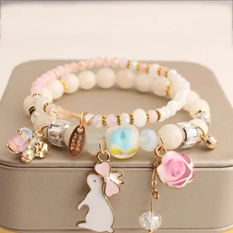 Korean Style fresh wrist bracelet for women outbreak beads elastic bracelets for women butterfly starfish girl jewelry for women