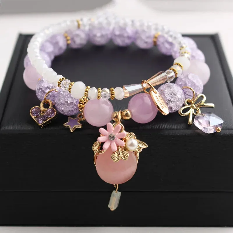 Korean Style fresh wrist bracelet for women outbreak beads elastic bracelets for women butterfly starfish girl jewelry for women