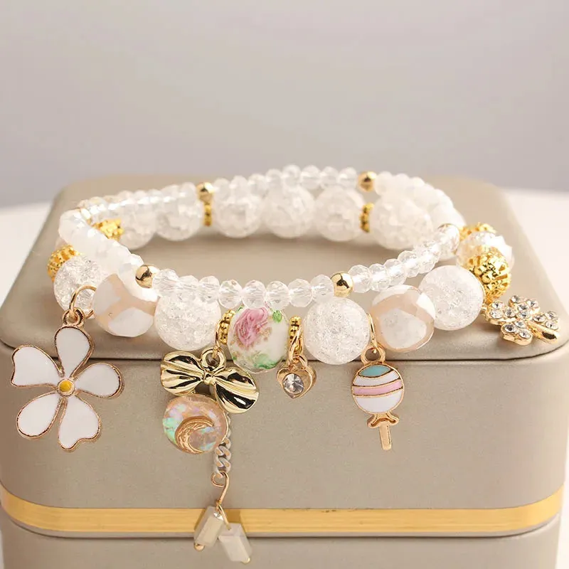 Korean Style fresh wrist bracelet for women outbreak beads elastic bracelets for women butterfly starfish girl jewelry for women
