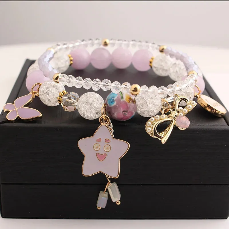 Korean Style fresh wrist bracelet for women outbreak beads elastic bracelets for women butterfly starfish girl jewelry for women