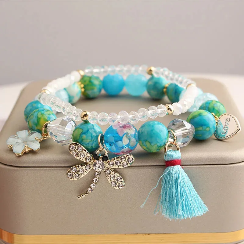 Korean Style fresh wrist bracelet for women outbreak beads elastic bracelets for women butterfly starfish girl jewelry for women