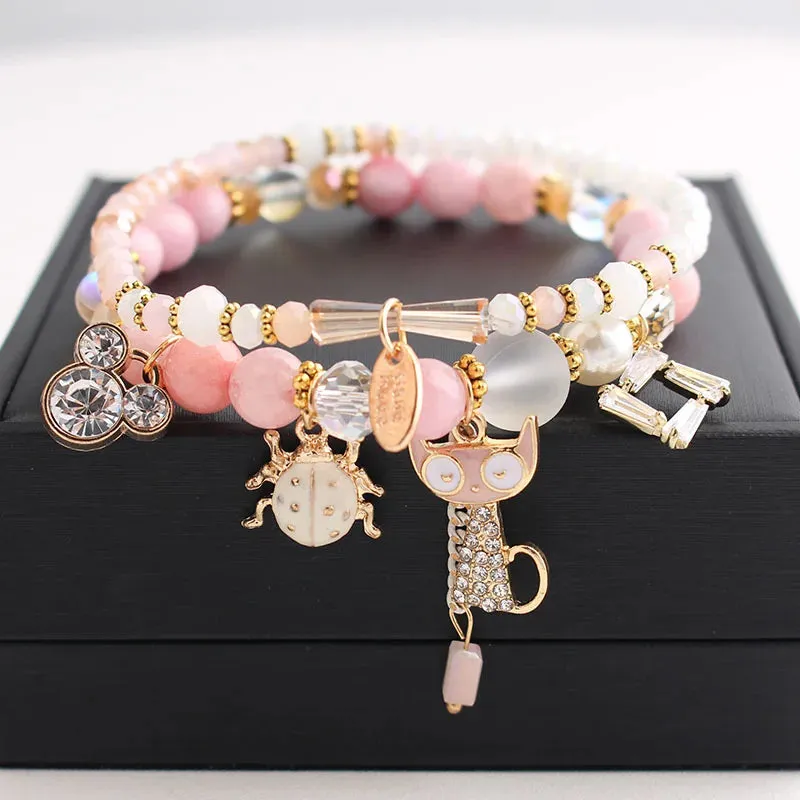 Korean Style fresh wrist bracelet for women outbreak beads elastic bracelets for women butterfly starfish girl jewelry for women