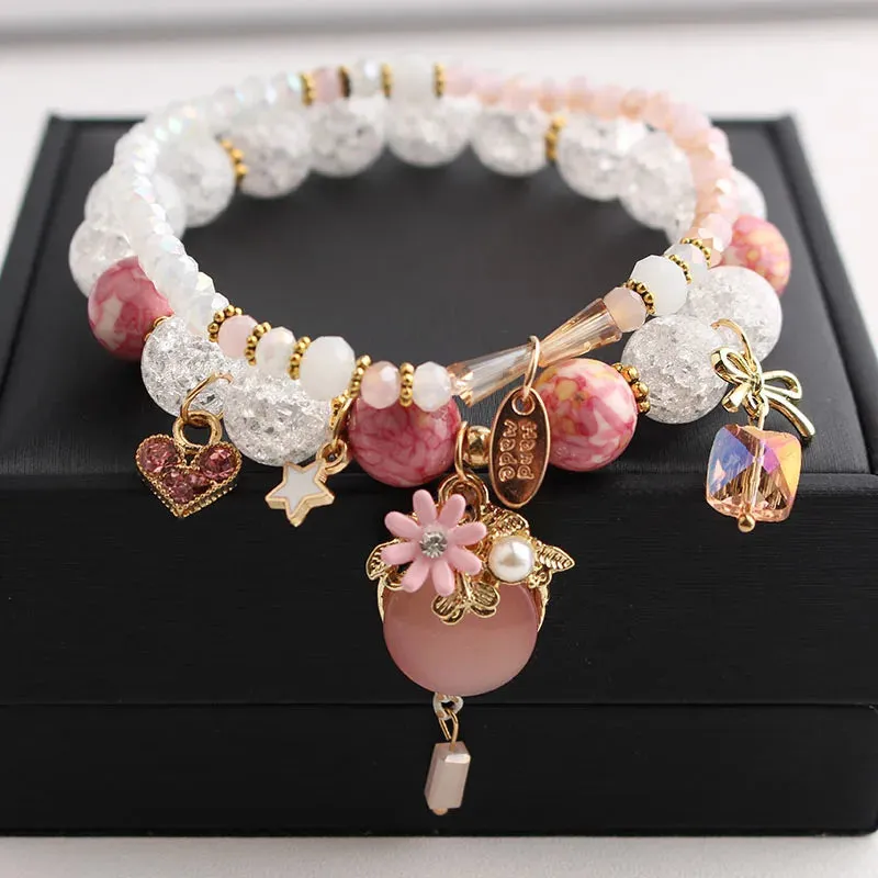 Korean Style fresh wrist bracelet for women outbreak beads elastic bracelets for women butterfly starfish girl jewelry for women