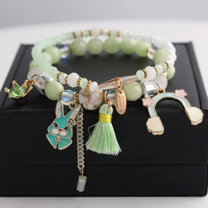 Korean Style fresh wrist bracelet for women outbreak beads elastic bracelets for women butterfly starfish girl jewelry for women
