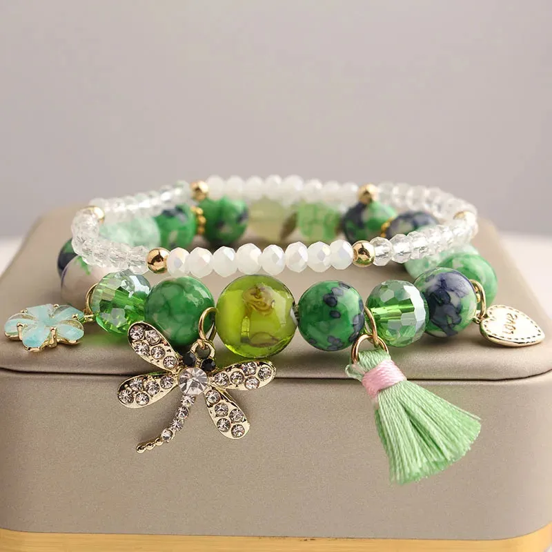 Korean Style fresh wrist bracelet for women outbreak beads elastic bracelets for women butterfly starfish girl jewelry for women