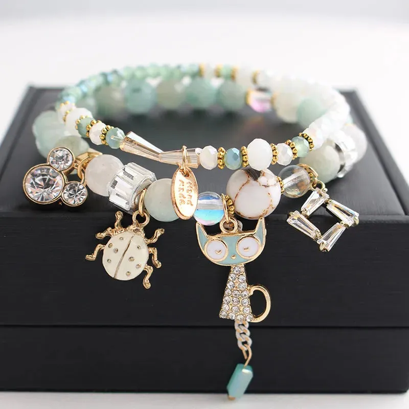 Korean Style fresh wrist bracelet for women outbreak beads elastic bracelets for women butterfly starfish girl jewelry for women