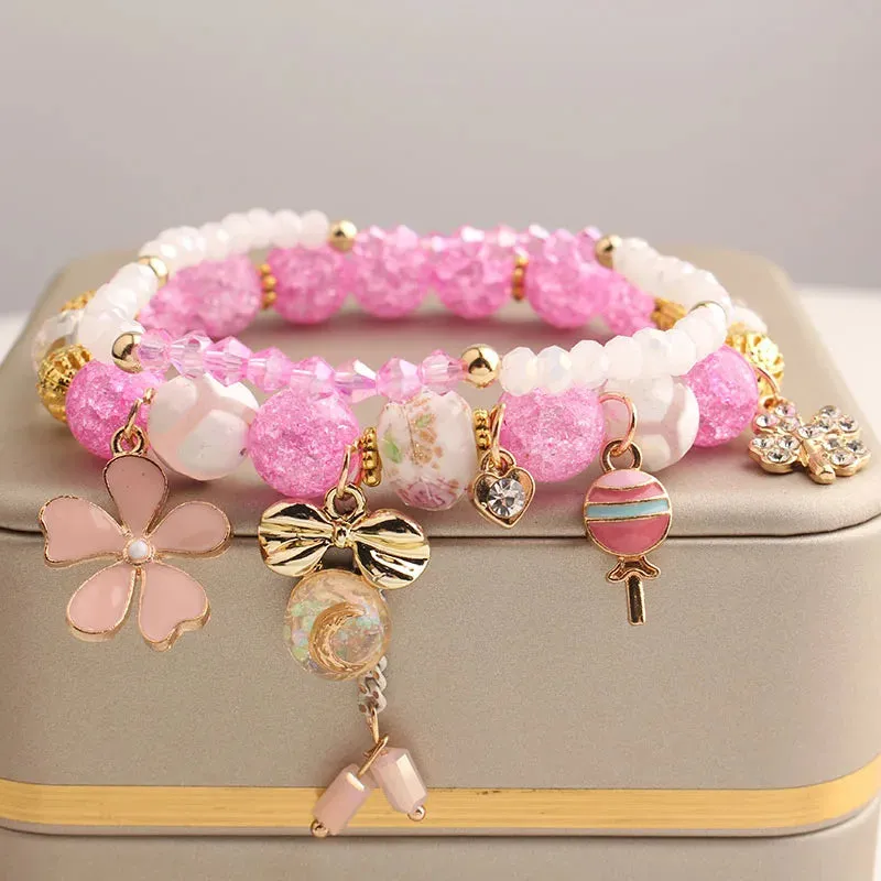 Korean Style fresh wrist bracelet for women outbreak beads elastic bracelets for women butterfly starfish girl jewelry for women