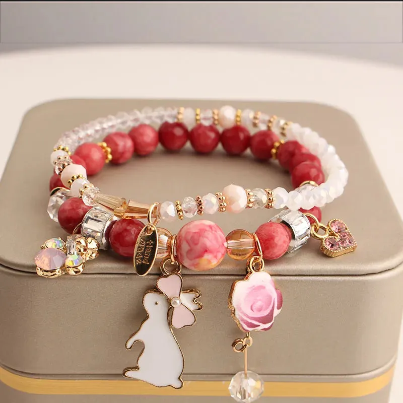 Korean Style fresh wrist bracelet for women outbreak beads elastic bracelets for women butterfly starfish girl jewelry for women