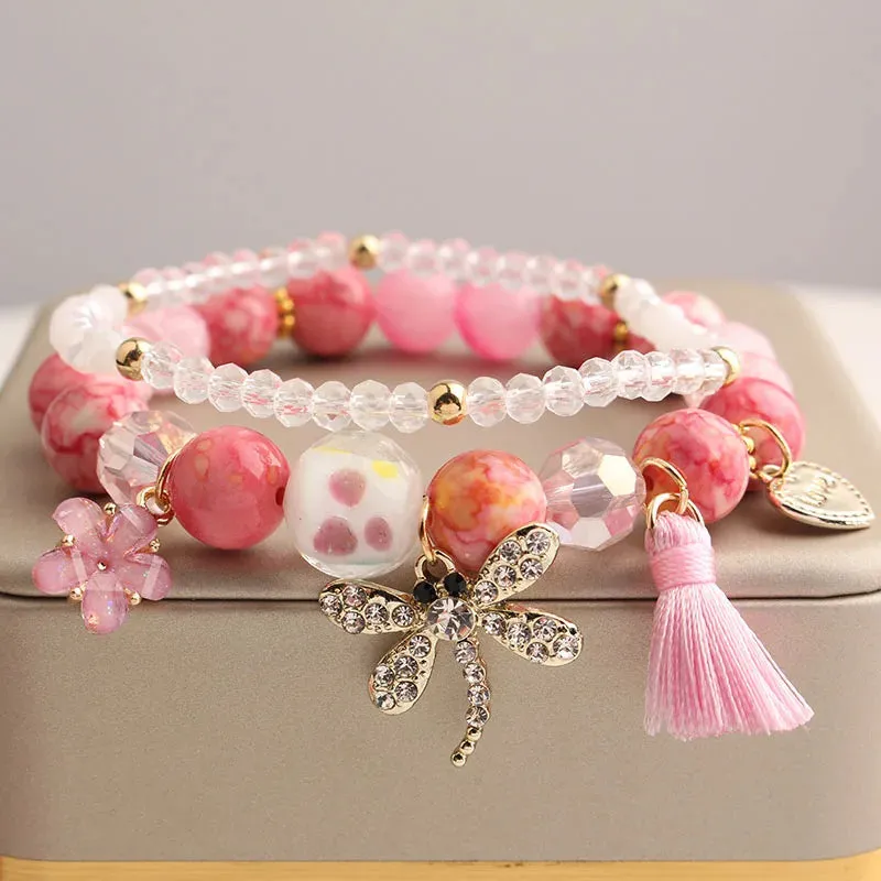 Korean Style fresh wrist bracelet for women outbreak beads elastic bracelets for women butterfly starfish girl jewelry for women