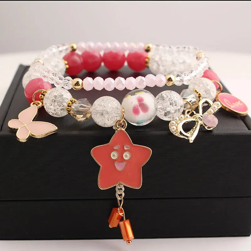 Korean Style fresh wrist bracelet for women outbreak beads elastic bracelets for women butterfly starfish girl jewelry for women