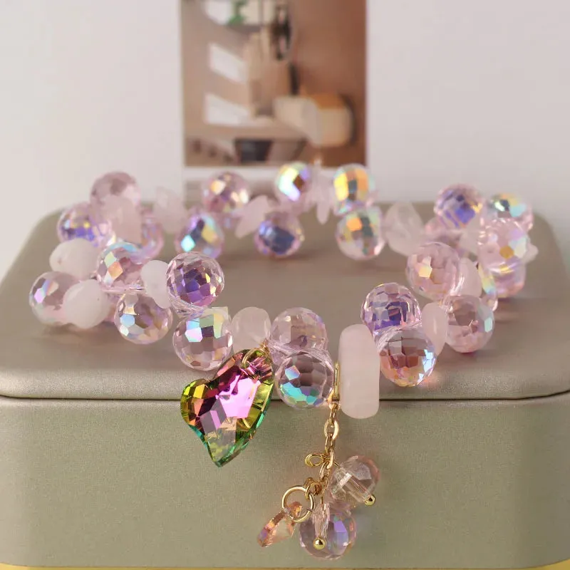 Korean style holiday travel gift Crystal double bracelet for women gift Joker clothes temperament jewelry for women friends gift