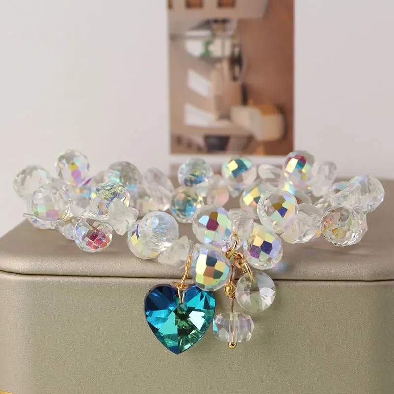 Korean style holiday travel gift Crystal double bracelet for women gift Joker clothes temperament jewelry for women friends gift