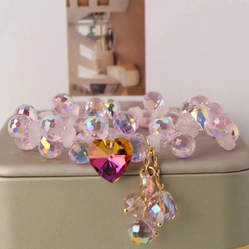 Korean style holiday travel gift Crystal double bracelet for women gift Joker clothes temperament jewelry for women friends gift