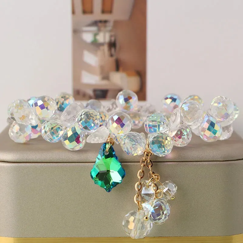 Korean style holiday travel gift Crystal double bracelet for women gift Joker clothes temperament jewelry for women friends gift