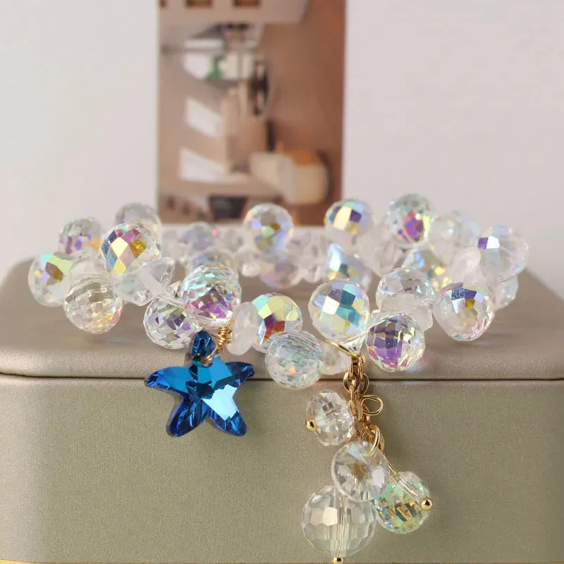 Korean style holiday travel gift Crystal double bracelet for women gift Joker clothes temperament jewelry for women friends gift