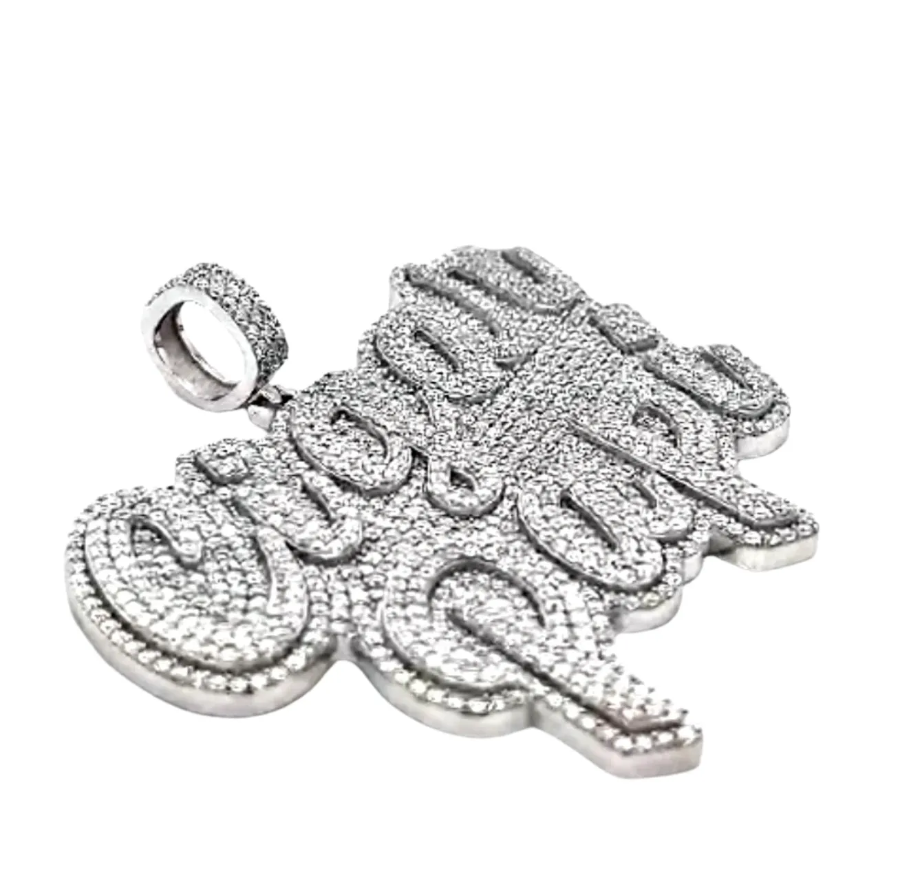 Lab-created Moissanite CIGAR PAPI White Silver 925 Custom Design Pendant Charm