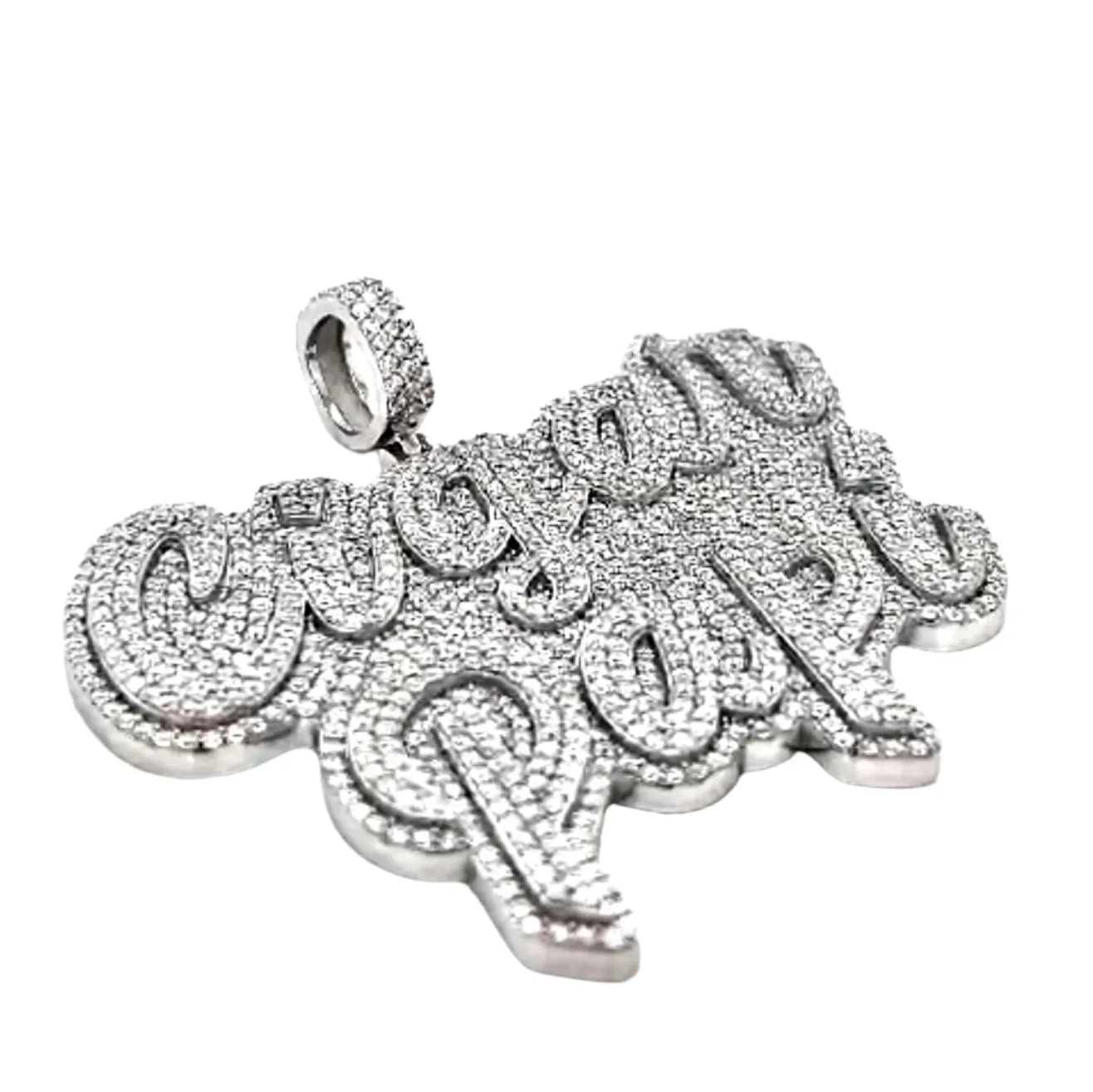 Lab-created Moissanite CIGAR PAPI White Silver 925 Custom Design Pendant Charm